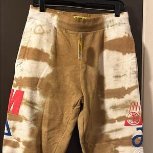 Mens Market Air Transit Sweatpants Puff Logo Brown Tie Dye Cotton Size L Large